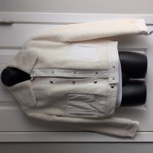 Urban Outfitters ASOS Borg Bomber Jacket Faux Leather Trim